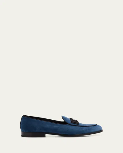 Dolce & Gabbana Men's Textile Smoking Slippers In Blu