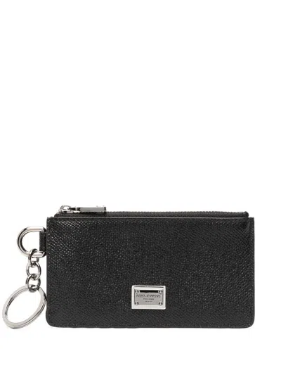 DOLCE & GABBANA MEN'S TEXTURED LOGO-PLAQUE WALLET