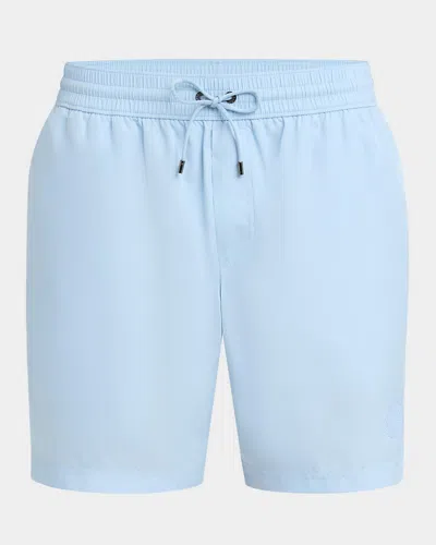 Dolce & Gabbana Men's Tonal Emblem Swim Trunks In Blue