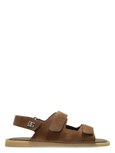 DOLCE & GABBANA MEN'S TOUCH-STRAP SUEDE SANDALS