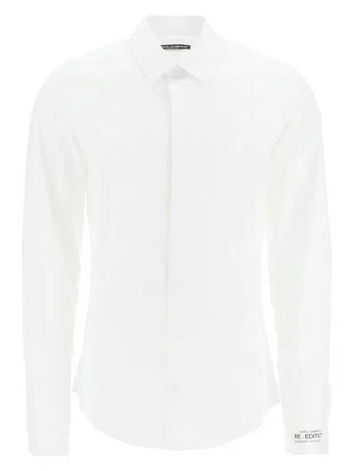 DOLCE & GABBANA MEN'S TUXEDO GOLD COTTON POPLIN SHIRT