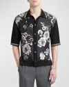 DOLCE & GABBANA MEN'S TWILL FLORAL BUTTON-DOWN SHIRT