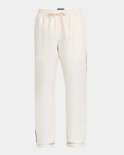 Dolce & Gabbana Men's Vanity Piped Drawstring Pants In Natural