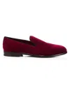 Dolce & Gabbana Red Cotton Velvet Slip On Loafers Formal Shoes In Bordeaux