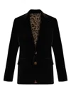 Dolce & Gabbana Men Velvet Notched Lapel Blazer In Blue