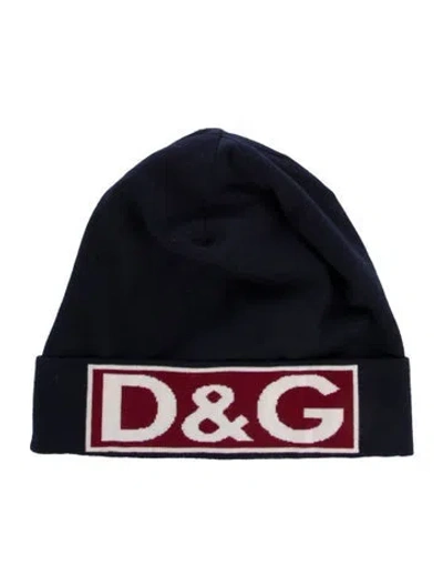 Pre-owned Dolce & Gabbana Men's Virgin Wool Beanie In Blue