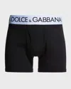 Dolce & Gabbana Cotton Blend Logo Waistband Boxer Briefs In Black