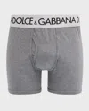 Dolce & Gabbana Logo-waistband Boxer Trunks In Melange Grey