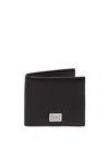 Dolce & Gabbana Black Textured Calf Leather Bi-fold Wallet In Multicolor