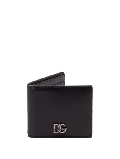 Dolce & Gabbana Men Wallet With Dg Logo In Black