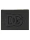 Dolce & Gabbana Small Zip-around Wallet In Calfskin With Raised Logo In Black