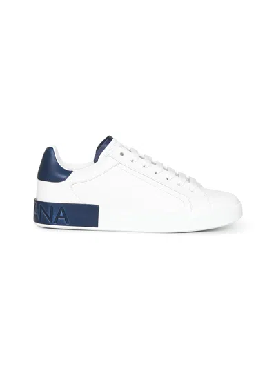 DOLCE & GABBANA DOLCE & GABBANA MEN WHITE CALF LEATHER PORTOFINO SNEAKERS