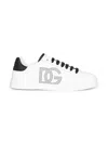 Dolce & Gabbana Portofino' White Low Top Sneakers With Perforated Logo In Leather In White