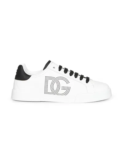 DOLCE & GABBANA DOLCE & GABBANA MEN WHITE CALF LEATHER PORTOFINO SNEAKERS