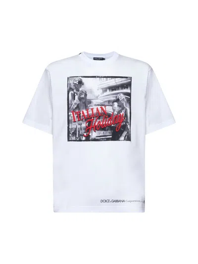 Dolce & Gabbana Men White Cotton Italian Holiday Print T-shirt