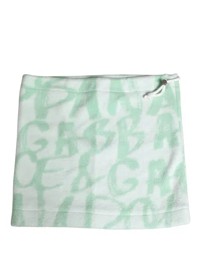 Dolce & Gabbana Men White Logo Print Nylon Neck Warmer Hat In Green