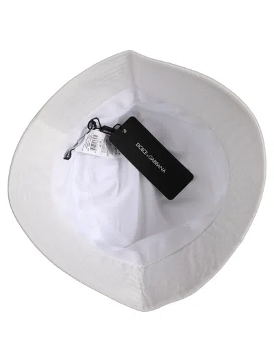 Dolce & Gabbana Men White Nylon Wide Brim Bucket Capello Hat