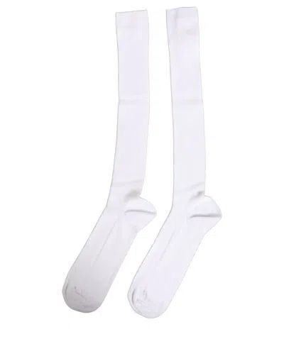 Dolce & Gabbana Men White Viscose Over The Calf Accessory Socks
