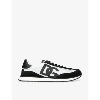 DOLCE & GABBANA MENS DOLCE & GABBANA ARIA BRANDED SUEDE AND MESH TRAINERS