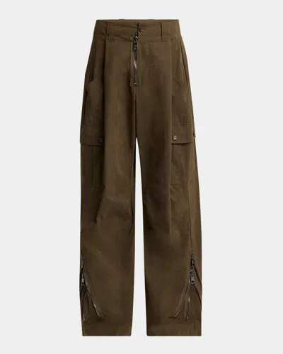 Dolce & Gabbana Men's Wide Leg Pleated Cargo Pants In Brown