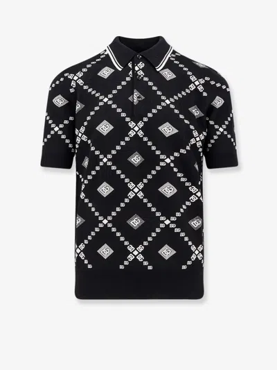 DOLCE & GABBANA DOLCE & GABBANA MEN WOOL AND SILK POLO SHIRT WITH LOGO MONOGRAM
