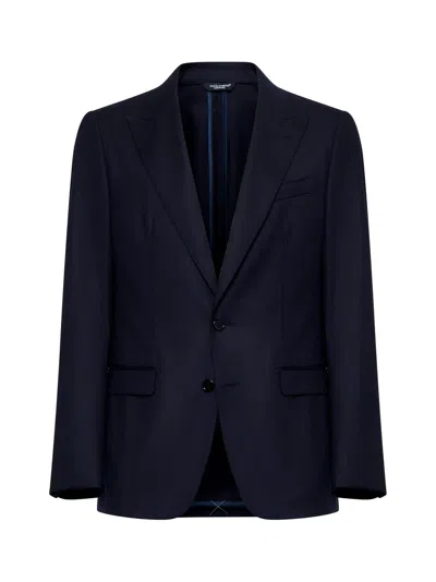 Dolce & Gabbana Men Wool Single-breasted Blazer In Blue