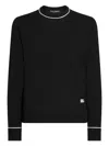Dolce & Gabbana Logo Crew Neck Sweater With Contrasting Trims In Black