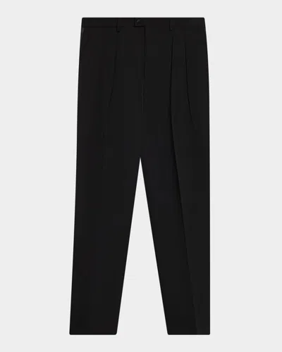Dolce & Gabbana Men's Wool Tailored Double-pleated Formal Pants In Black