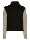 Dolce & Gabbana Two-tone Wool And Alpaca Turtle-neck Sweater In Grey
