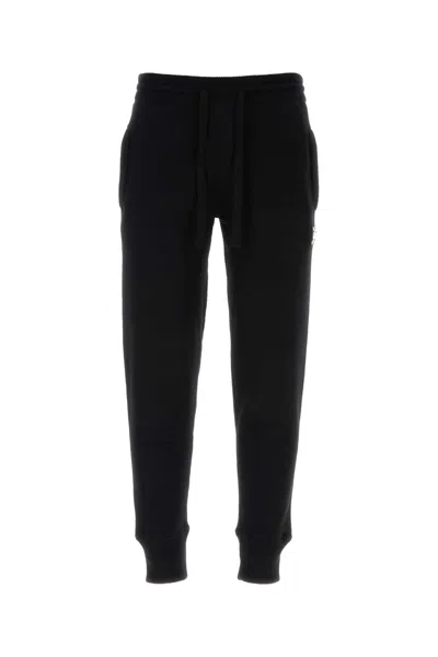 Dolce & Gabbana Black Wool Blend Joggers In Animal Print