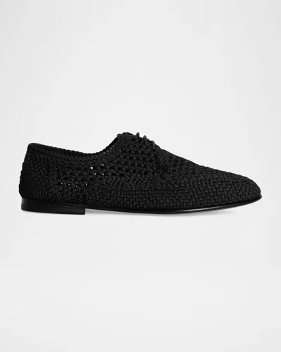 DOLCE & GABBANA MEN'S WOVEN FABRIC DERBY SHOES