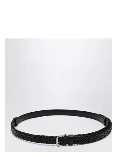 DOLCE & GABBANA MEN'S WOVEN LEATHER BELT