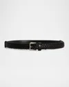 Dolce & Gabbana Black Belt With Buckle Closure And Interwoven Design In Leather Man In Black