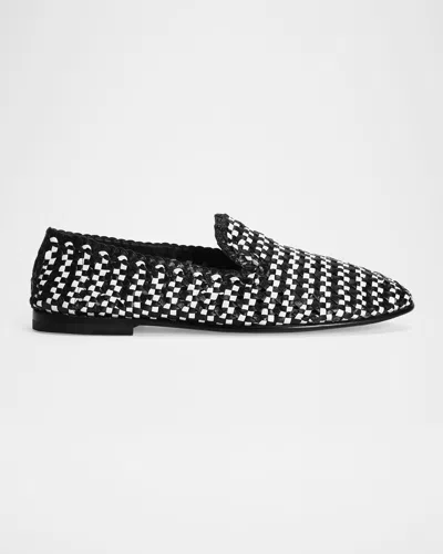 DOLCE & GABBANA MEN'S WOVEN LEATHER SLIPPERS