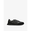 Dolce & Gabbana Round Toe Leather Sneakers With Suede Accents In Black