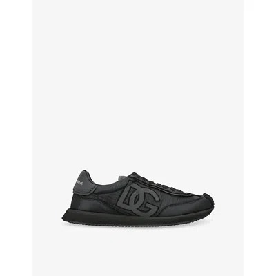 DOLCE & GABBANA MENS BLACK DG CUSHION WOVEN LOW-TOP TRAINERS EUR 43 / 9 UK