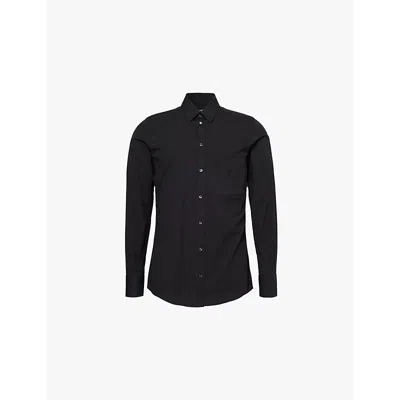 Dolce & Gabbana Mens Nero Logo-embroidery Long-sleeve Cotton-poplin Shirt