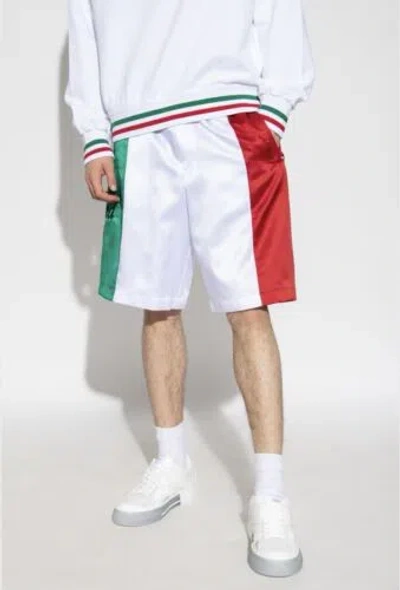 Pre-owned Dolce & Gabbana Dolce Gabbana Mens Sleek White Satin Shorts It52 Size Xl