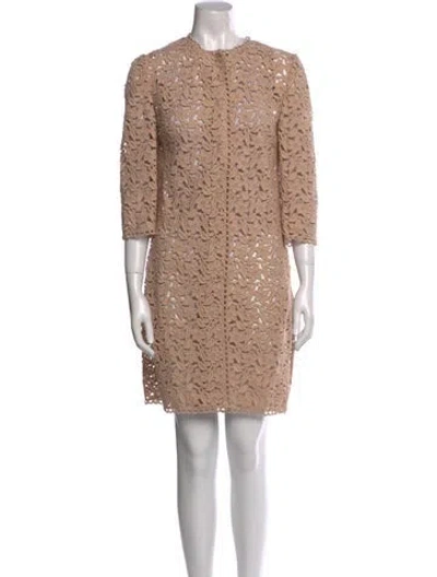 Pre-owned Dolce & Gabbana Merino Wool Mini Dress In Neutral
