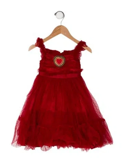 Pre-owned Dolce & Gabbana Babies' Mesh Accent Sleeveless Dress In Red