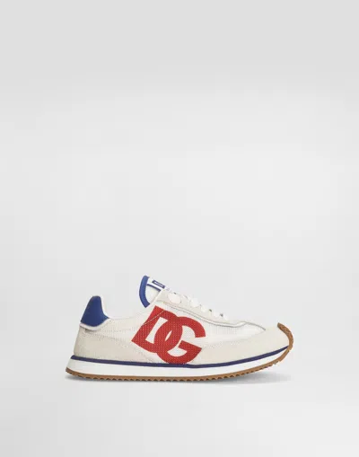 Dolce & Gabbana Mesh And Calfskin Nappa Dg Cushion Sneakers In Multicolor