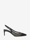 Dolce & Gabbana Vernice Patent Leather-trimmed Mesh Slingback Pumps In Black