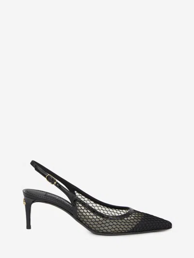 DOLCE & GABBANA MESH AND PATENT LEATHER SLINGBACK