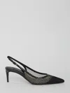 Dolce & Gabbana Vernice Patent Leather-trimmed Mesh Slingback Pumps In Black