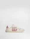 Dolce & Gabbana Mesh And Split Leather Dg Running Sneakers In Beige