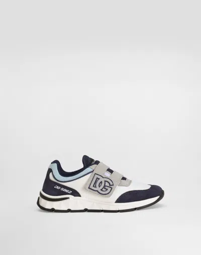 Dolce & Gabbana Mesh And Split Leather Dg Running Sneakers In Multicolor