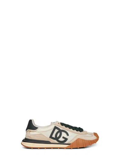 Dolce & Gabbana Mesh And Suede Dg Athletic Sneakers In Neutral