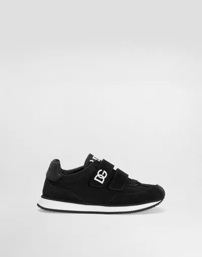 Dolce & Gabbana Kids' Mesh And Suede Sneakers In Black