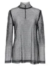 Dolce & Gabbana Delicate High Neck Mesh Blouse In Black
