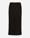 Dolce & Gabbana Mesh Calf-length Pencil Skirt In Black